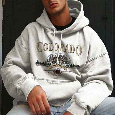 Colorado Print Washed and Aged Hoodie