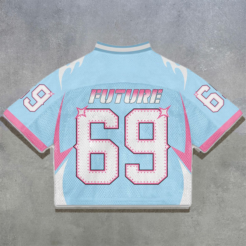 No.69 Digital print V-neck jersey