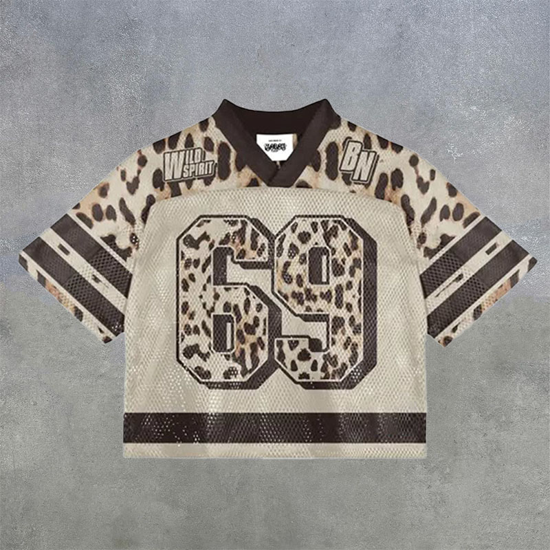 No.69 Digital print V-neck jersey