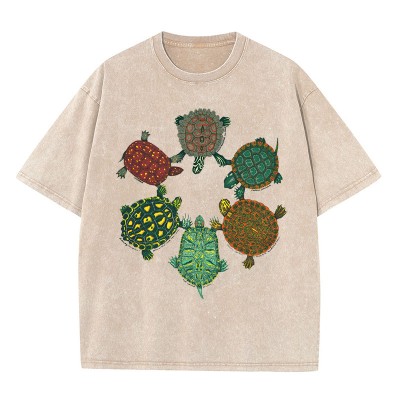 Turtle Circle Washed Cotton T-Shirt