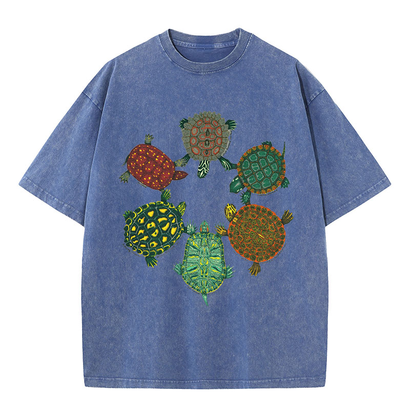 Turtle Circle Washed Cotton T-Shirt