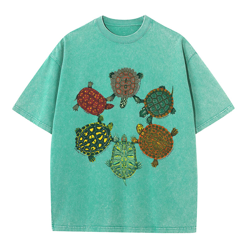 Turtle Circle Washed Cotton T-Shirt