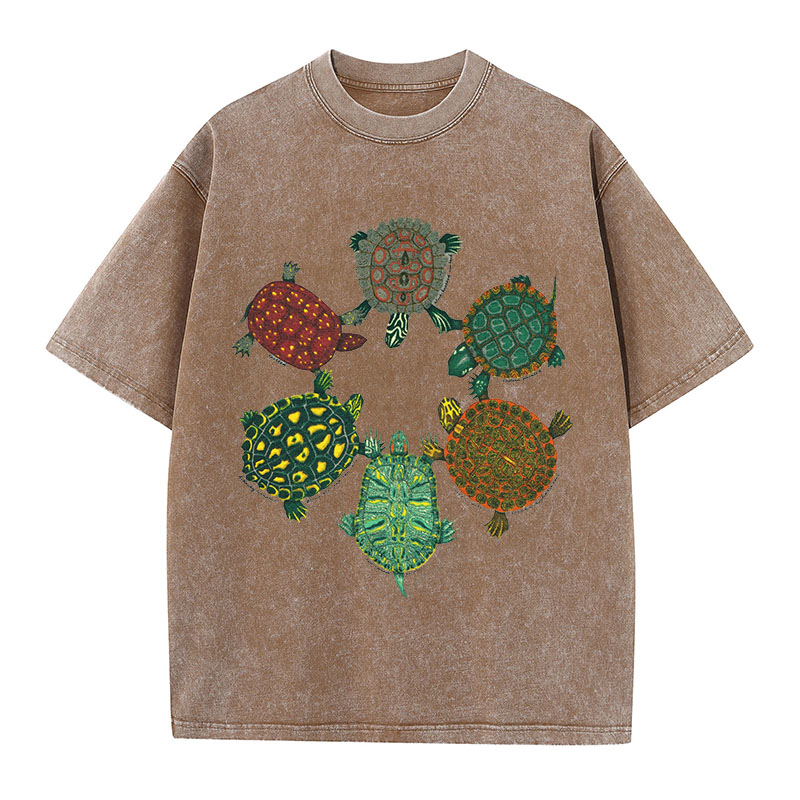 Turtle Circle Washed Cotton T-Shirt