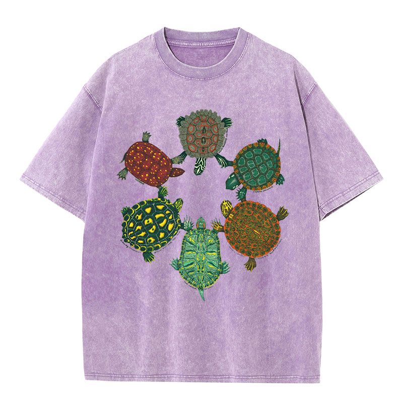 Turtle Circle Washed Cotton T-Shirt