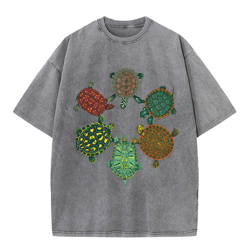 Turtle Circle Washed Cotton T-Shirt