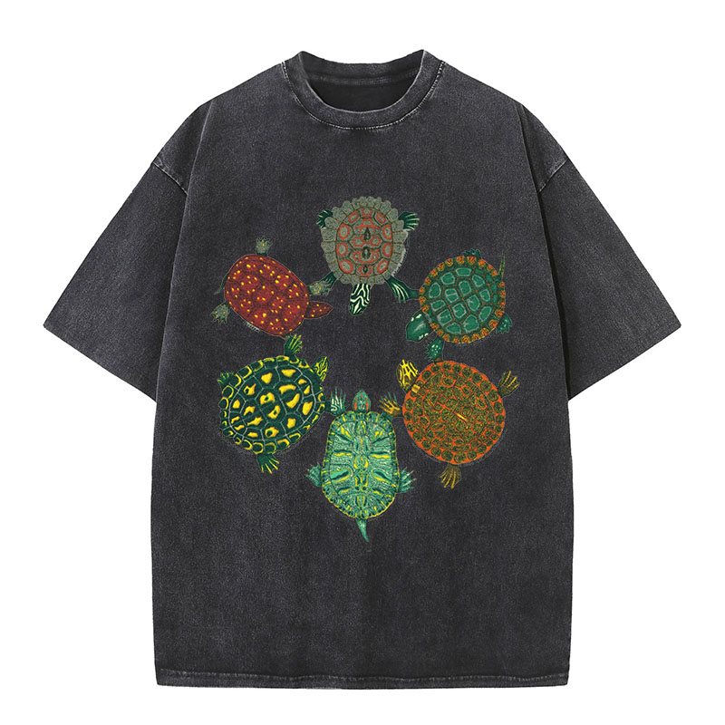 Turtle Circle Washed Cotton T-Shirt