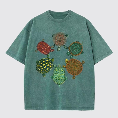 Turtle Circle Washed Cotton T-Shirt