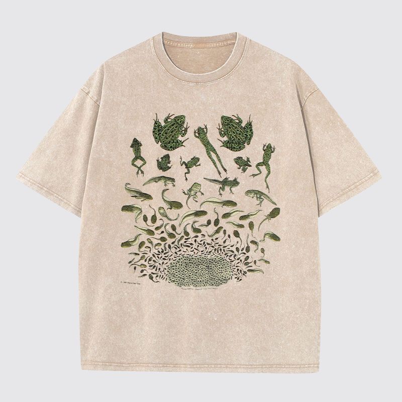 Frog Family Washed Cotton T-Shirt