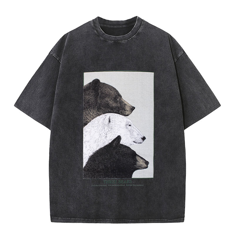 Three Bears Washed Cotton T-Shirt