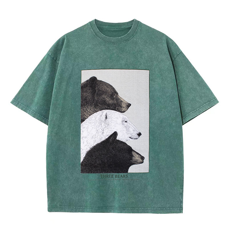 Three Bears Washed Cotton T-Shirt