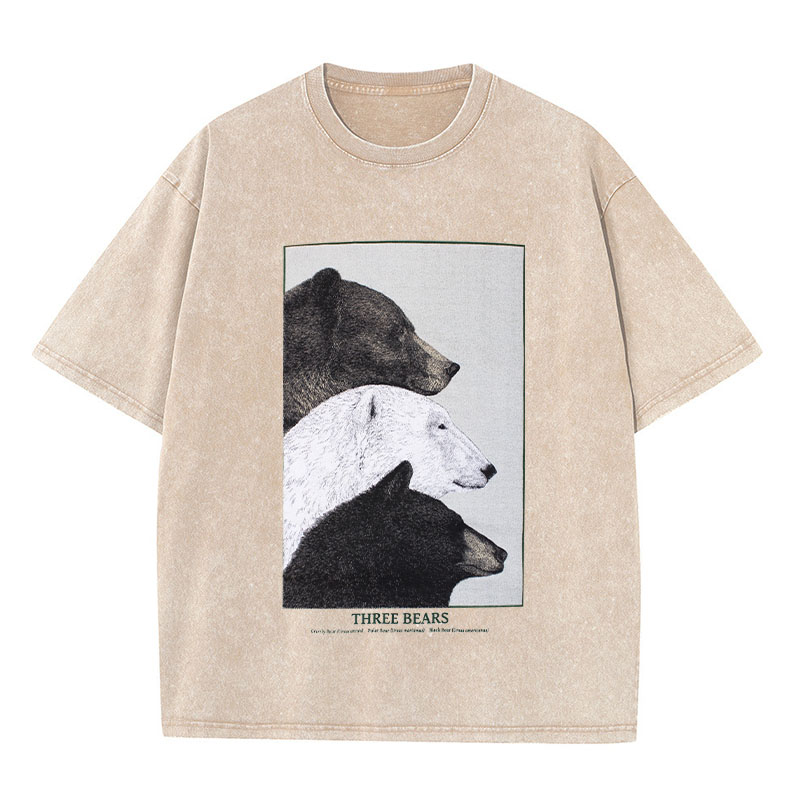 Three Bears Washed Cotton T-Shirt