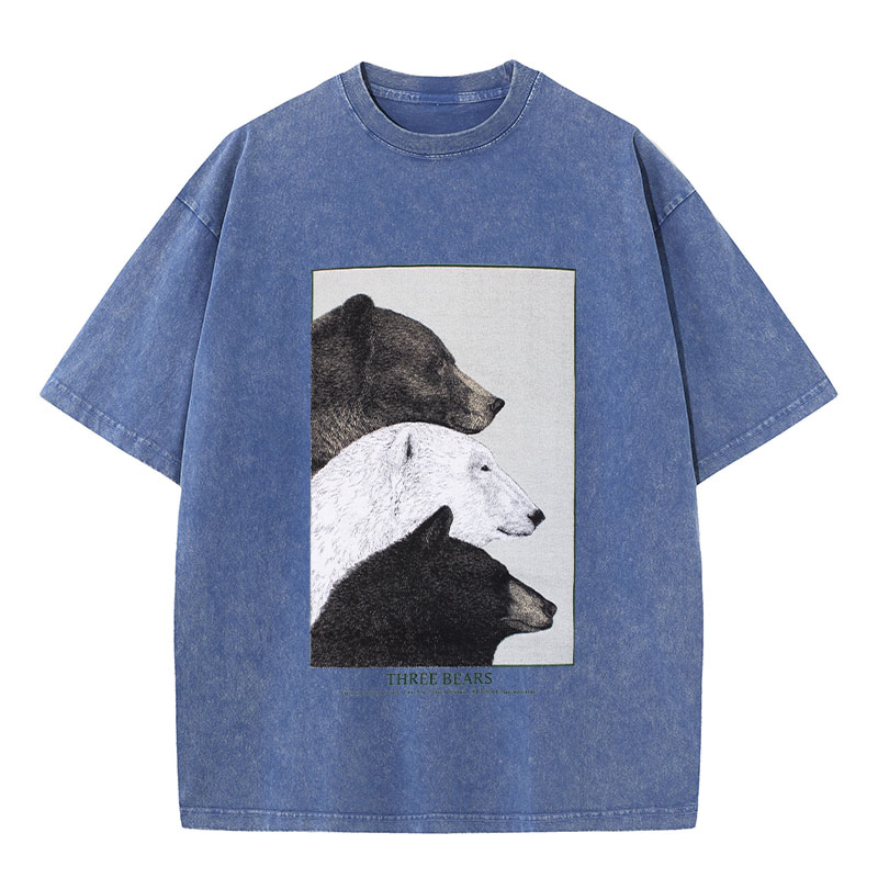 Three Bears Washed Cotton T-Shirt