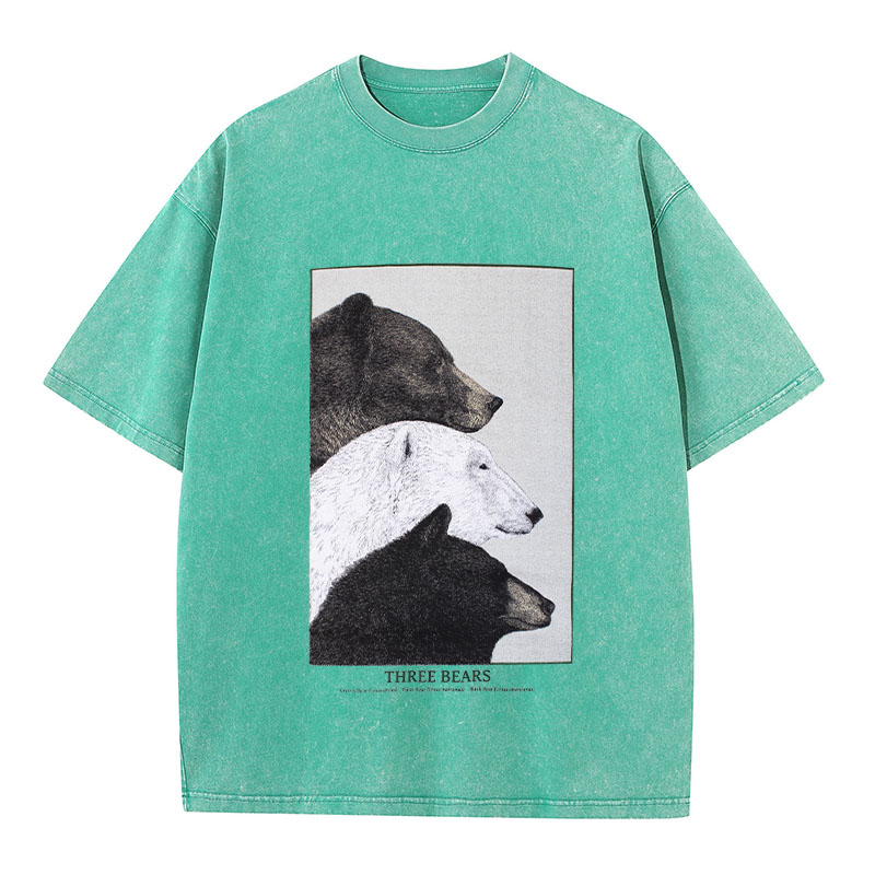 Three Bears Washed Cotton T-Shirt