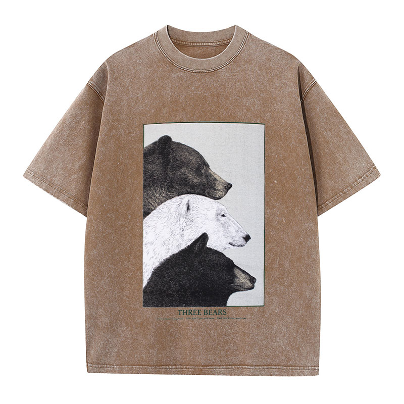 Three Bears Washed Cotton T-Shirt