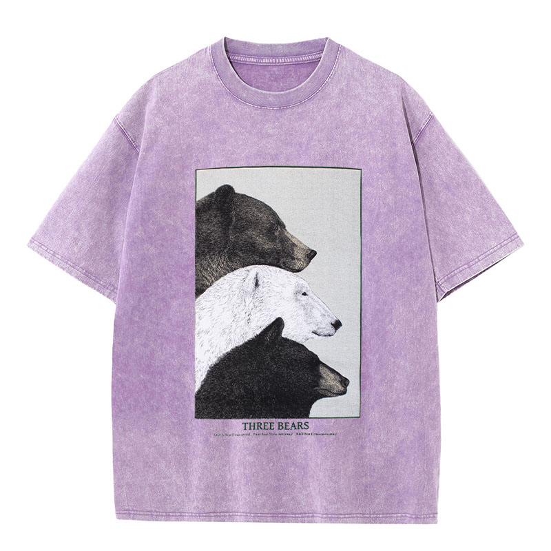 Three Bears Washed Cotton T-Shirt