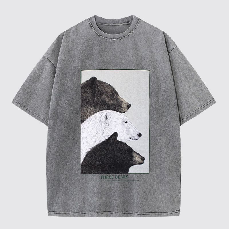 Three Bears Washed Cotton T-Shirt