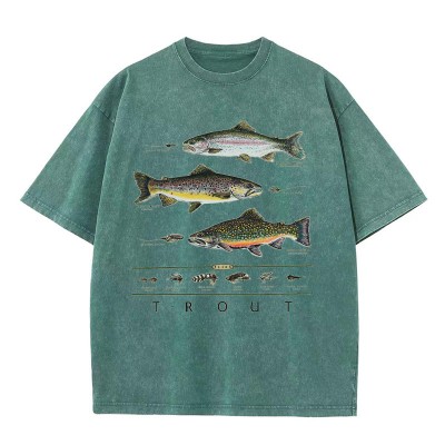 Trout Flock Washed Cotton T-Shirt