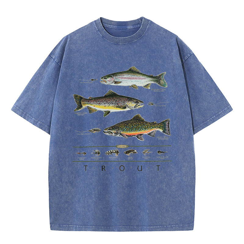 Trout Flock Washed Cotton T-Shirt