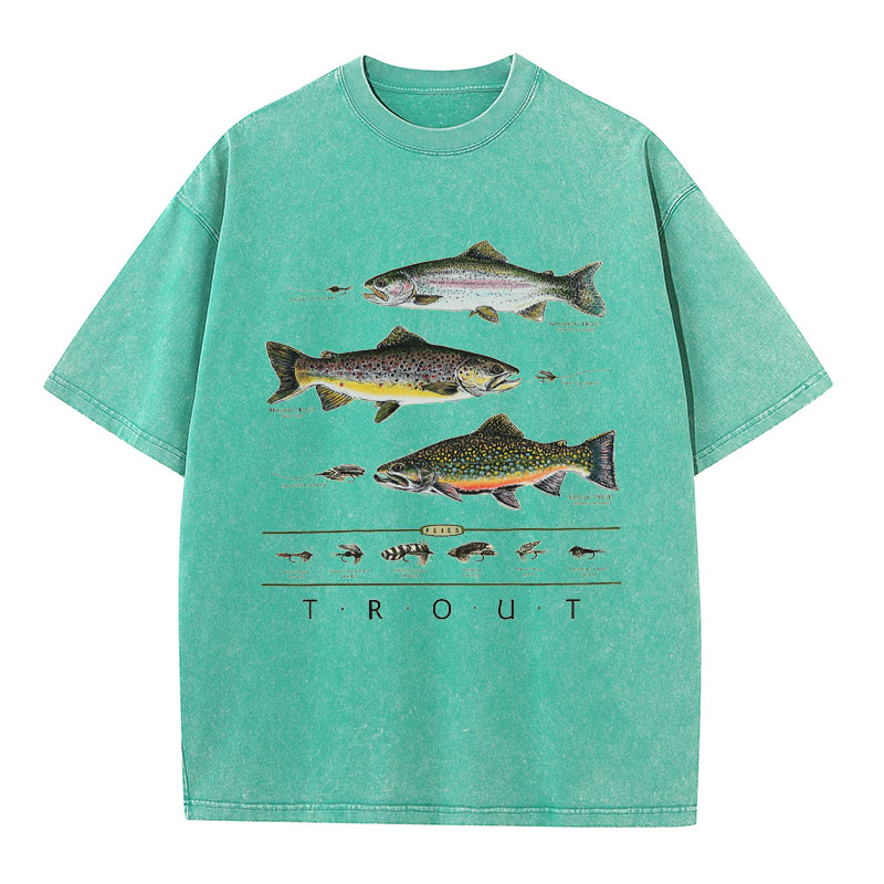 Trout Flock Washed Cotton T-Shirt