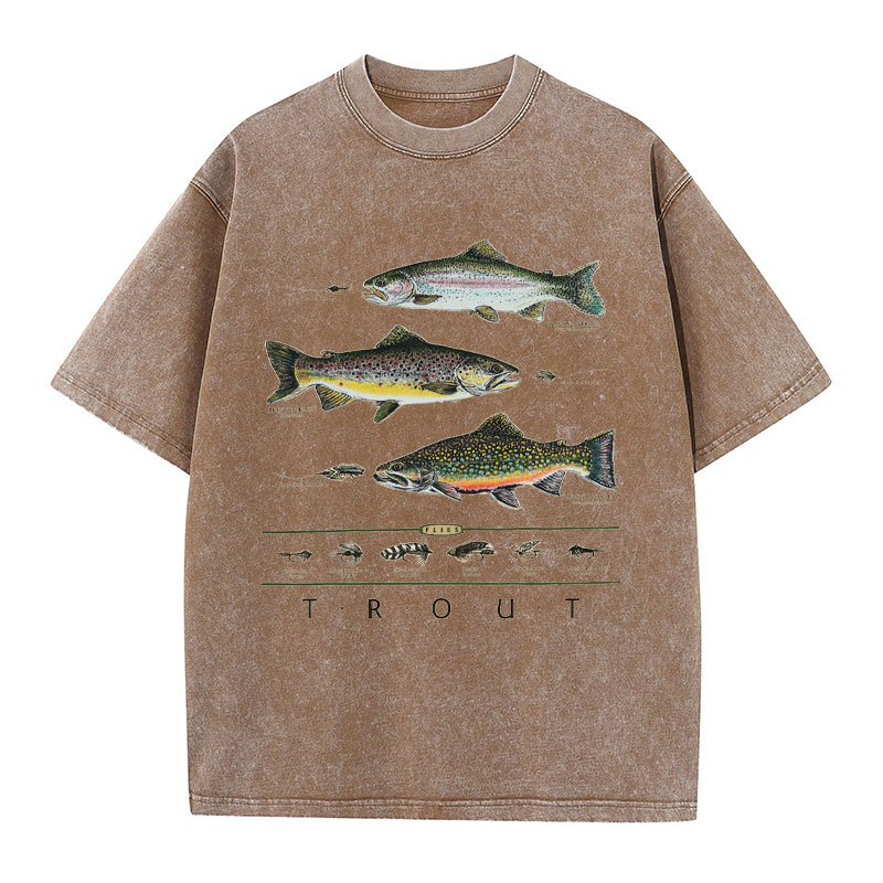 Trout Flock Washed Cotton T-Shirt