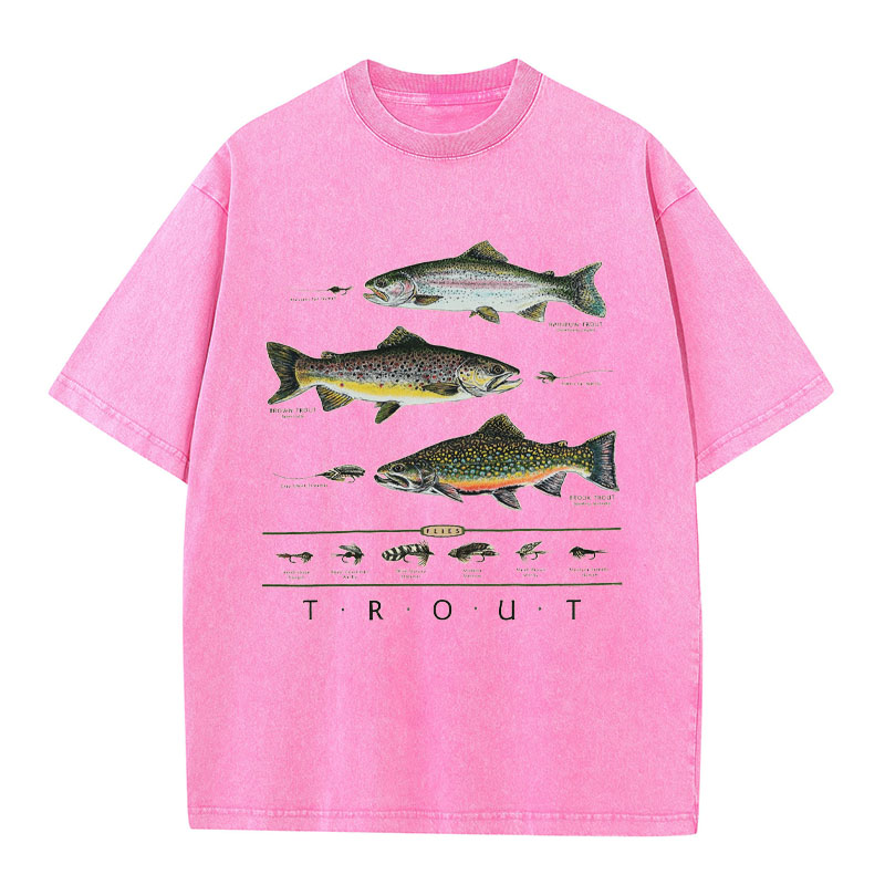 Trout Flock Washed Cotton T-Shirt