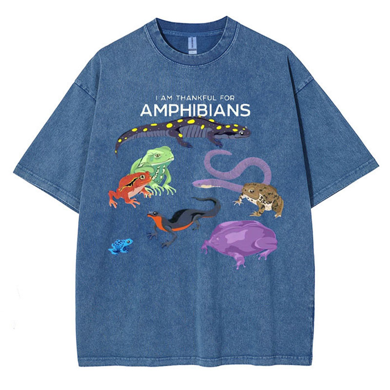 I Am Thankful For Amphibians Washed Cotton T Shirt