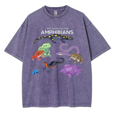 I Am Thankful For Amphibians Washed Cotton T Shirt