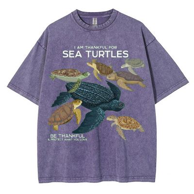 I Am Thankful For Sea Turtles Washed Cotton T Shirt