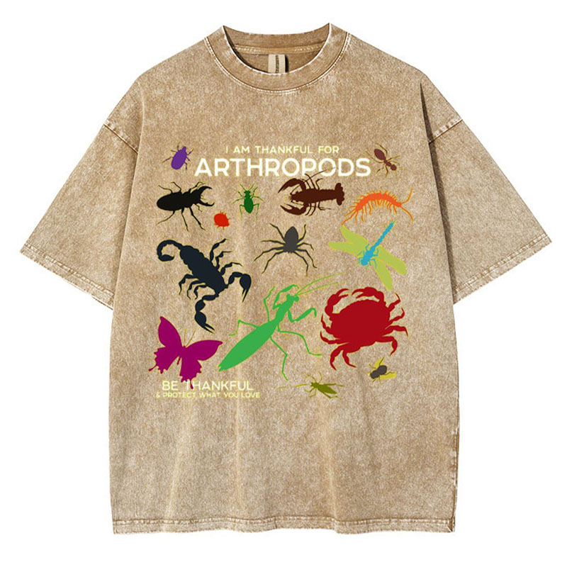 I Am Thankful For Arthropods Washed Cotton T Shirt