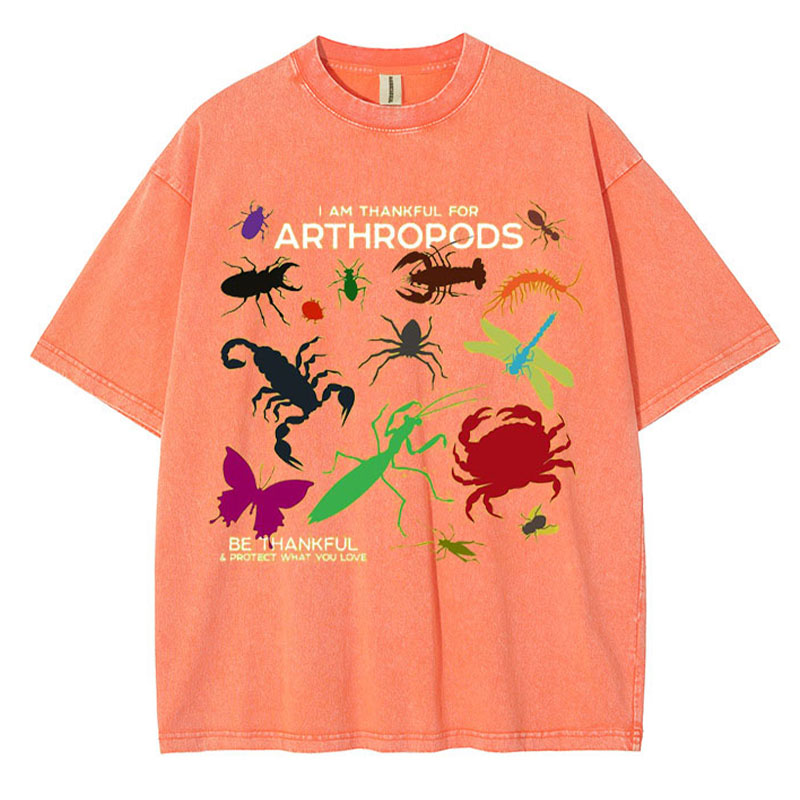 I Am Thankful For Arthropods Washed Cotton T Shirt