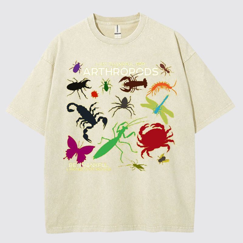 I Am Thankful For Arthropods Washed Cotton T Shirt