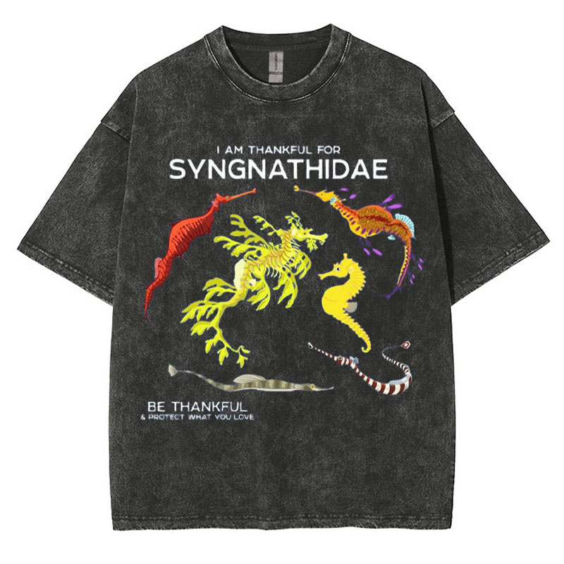 I Am Thankful For Syngnathidae Washed Cotton T Shirt