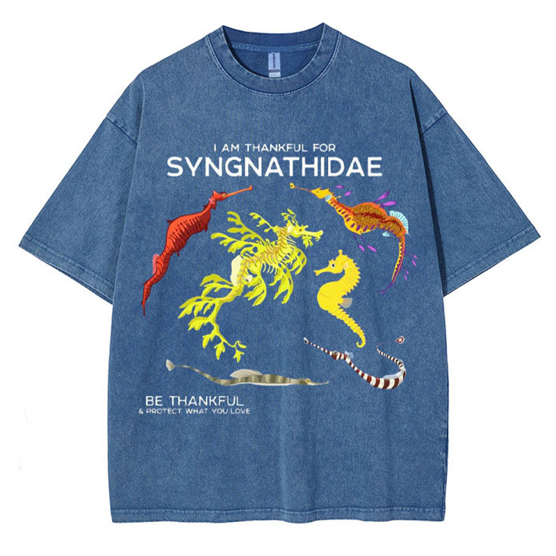 I Am Thankful For Syngnathidae Washed Cotton T Shirt