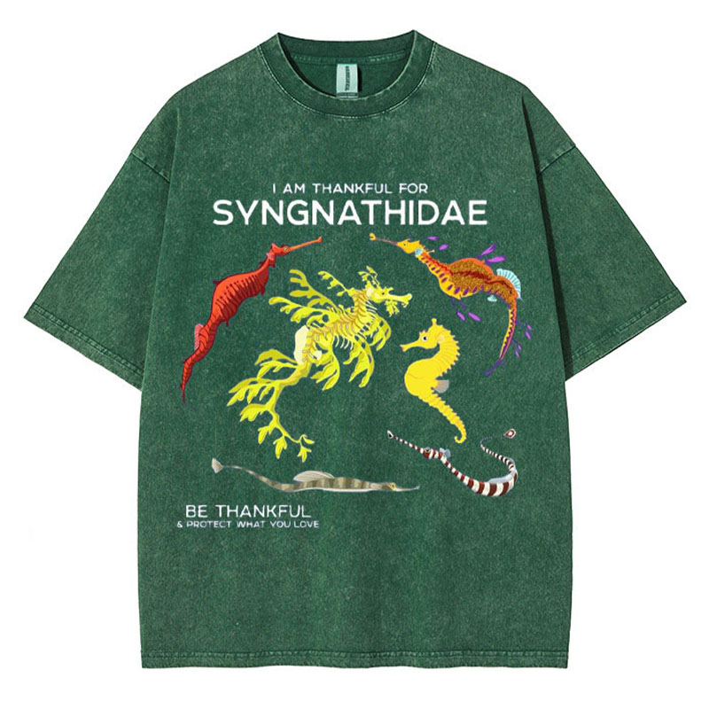 I Am Thankful For Syngnathidae Washed Cotton T Shirt