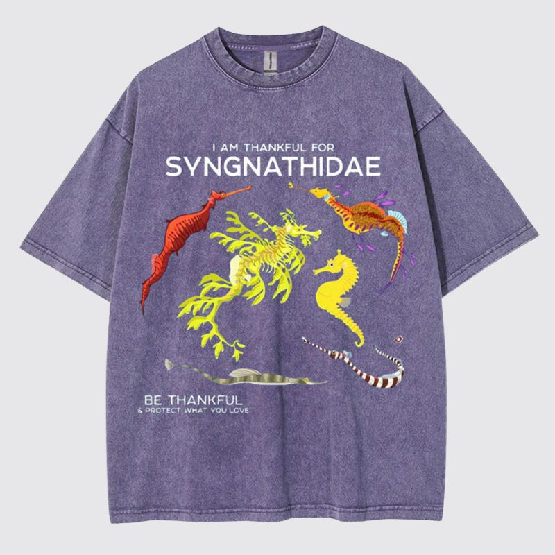 I Am Thankful For Syngnathidae Washed Cotton T Shirt