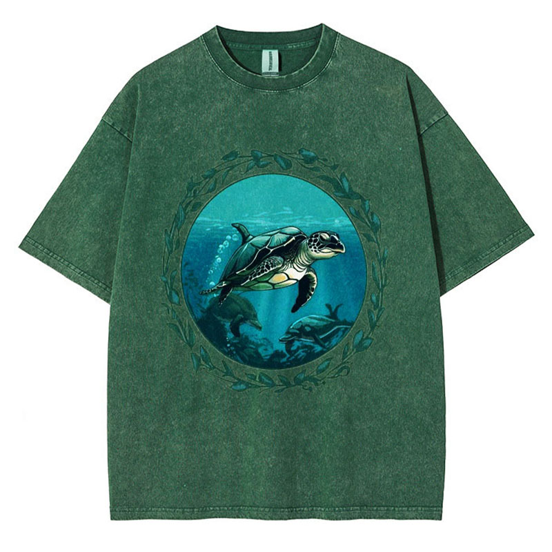 Turtle Circle Washed Cotton T-Shirt