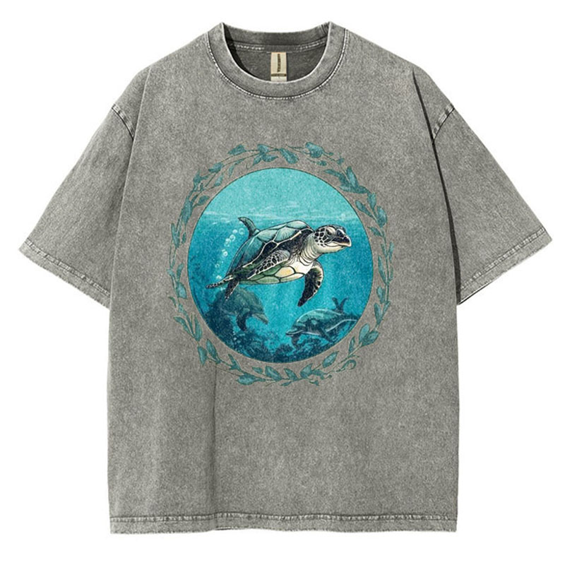 Turtle Circle Washed Cotton T-Shirt