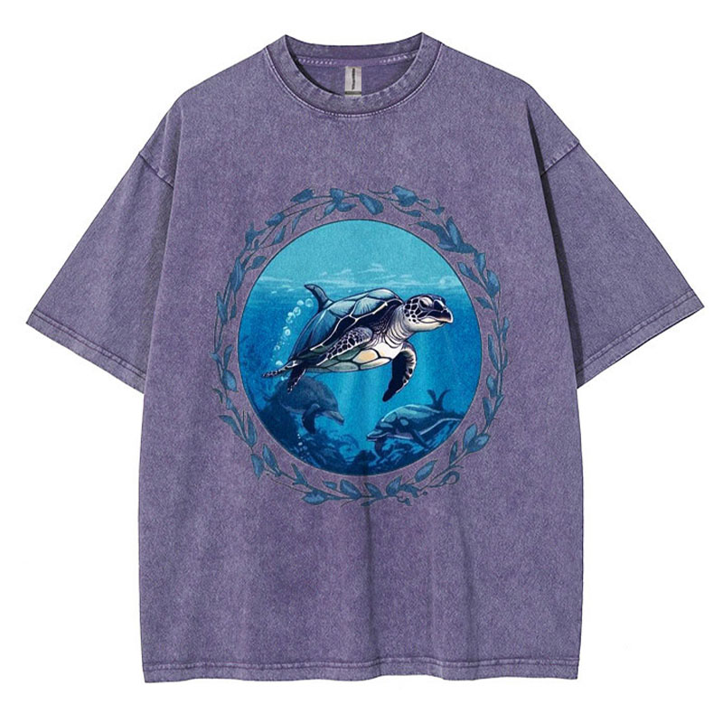 Turtle Circle Washed Cotton T-Shirt