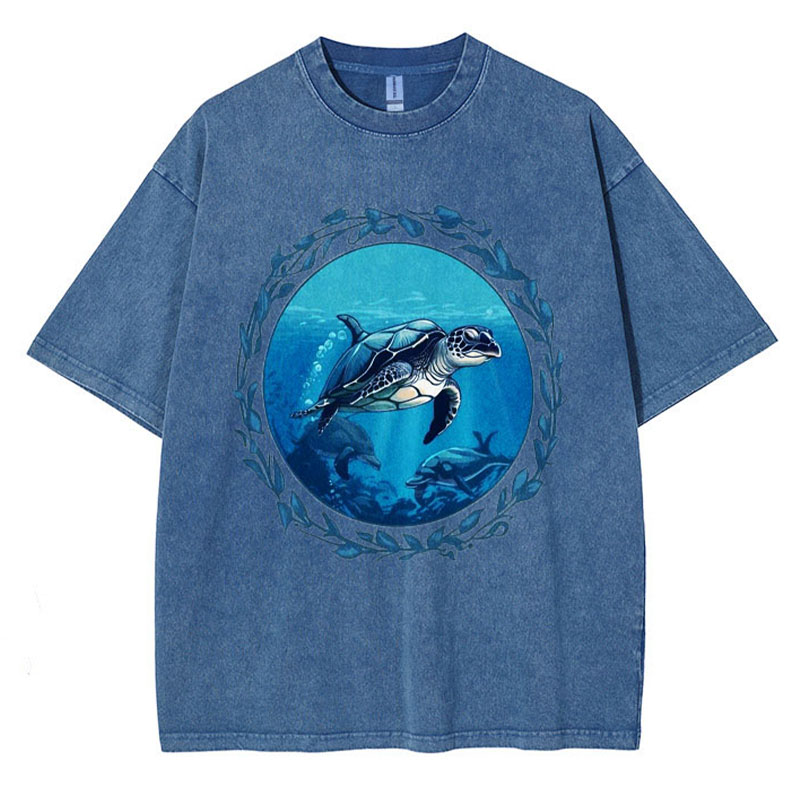 Turtle Circle Washed Cotton T-Shirt