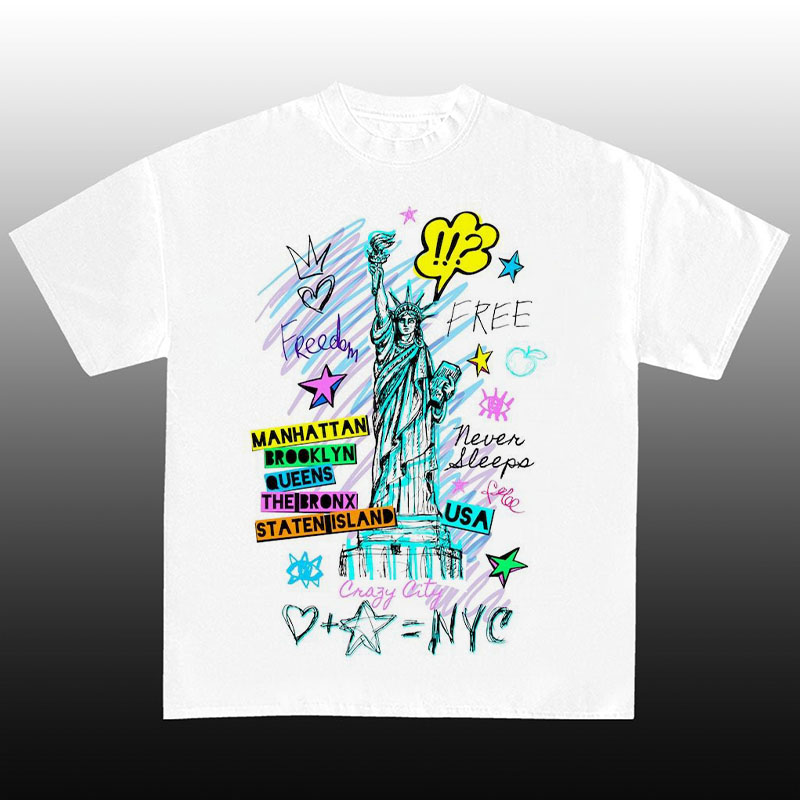 Hip Hop Liberty Graffiti Cotton T-Shirt