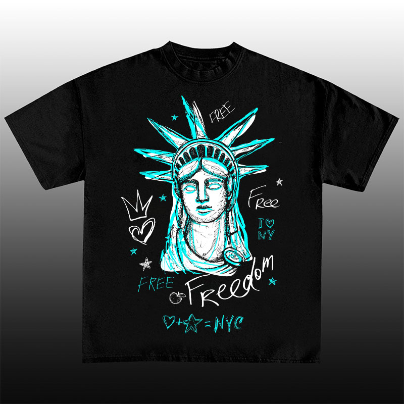 Hip Hop Liberty Graffiti Cotton T-Shirt