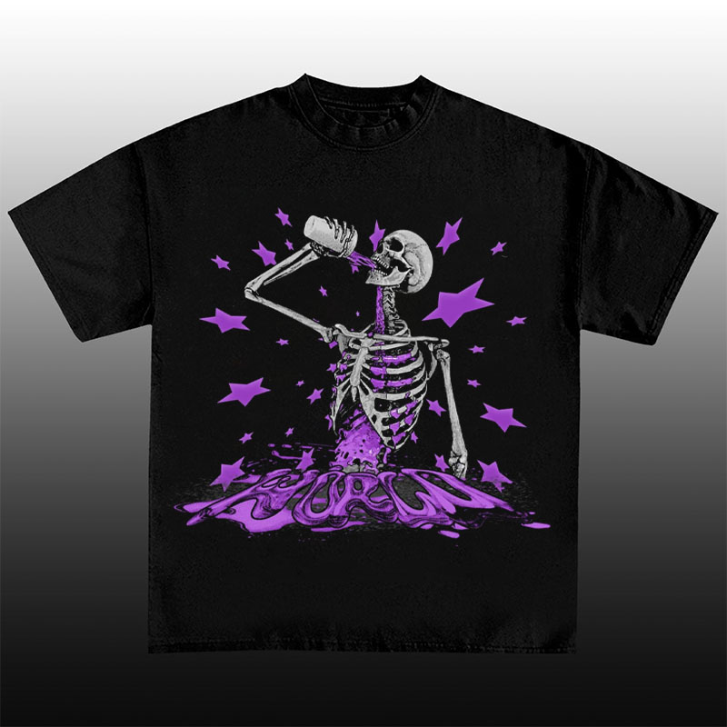 Drunken Skull Cotton T-Shirt