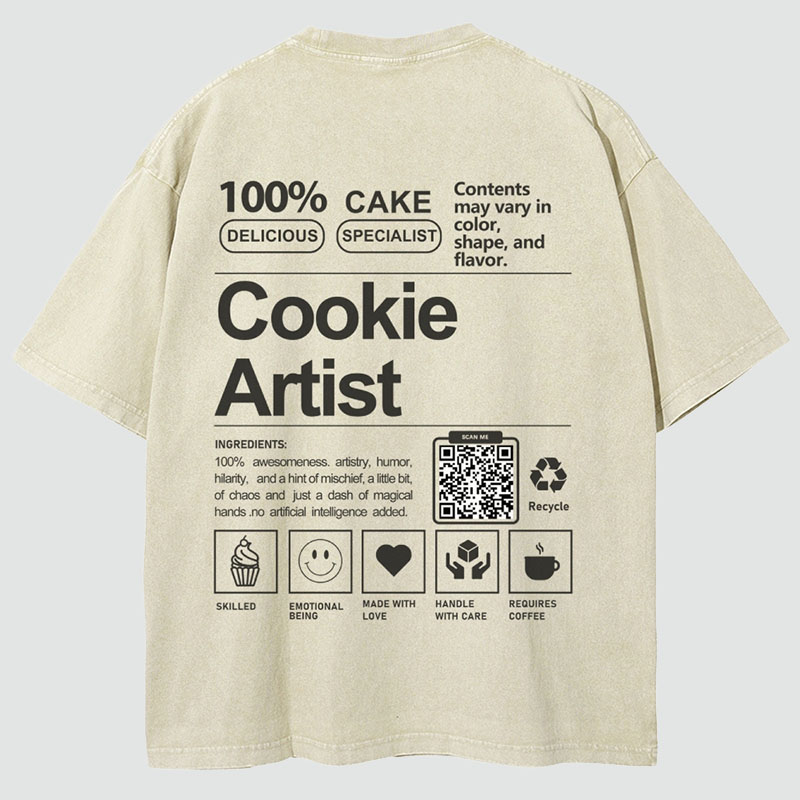 Cookie Artist Addcustom QR Code Unisex Fit Washed T Shirt