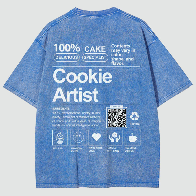 Cookie Artist Addcustom QR Code Unisex Fit Washed T Shirt