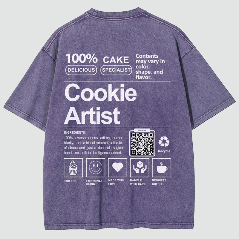 Cookie Artist Addcustom QR Code Unisex Fit Washed T Shirt