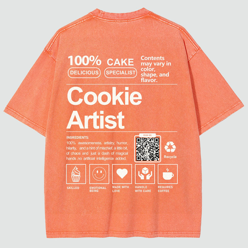 Cookie Artist Addcustom QR Code Unisex Fit Washed T Shirt