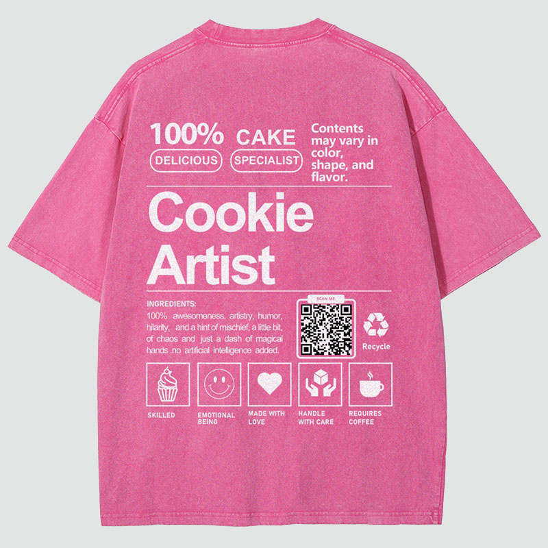 Cookie Artist Addcustom QR Code Unisex Fit Washed T Shirt