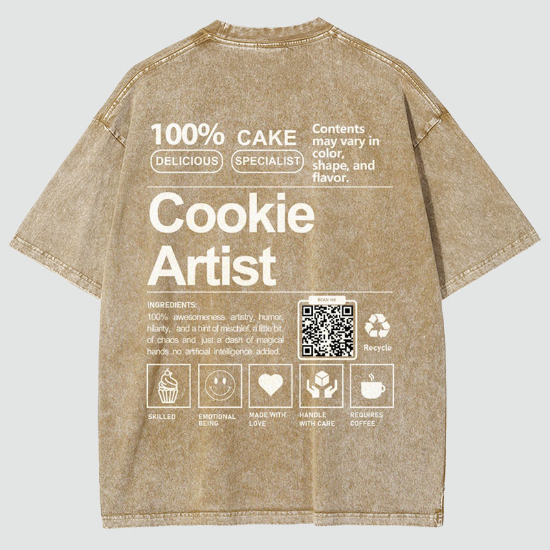 Cookie Artist Addcustom QR Code Unisex Fit Washed T Shirt