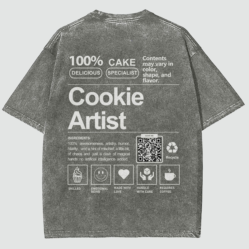 Cookie Artist Addcustom QR Code Unisex Fit Washed T Shirt