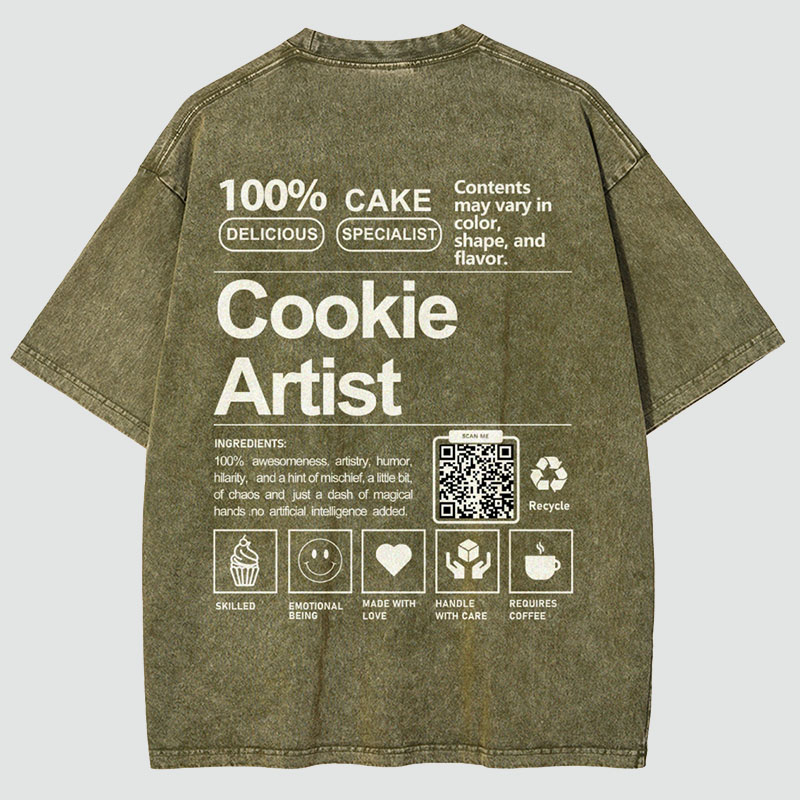 Cookie Artist Addcustom QR Code Unisex Fit Washed T Shirt